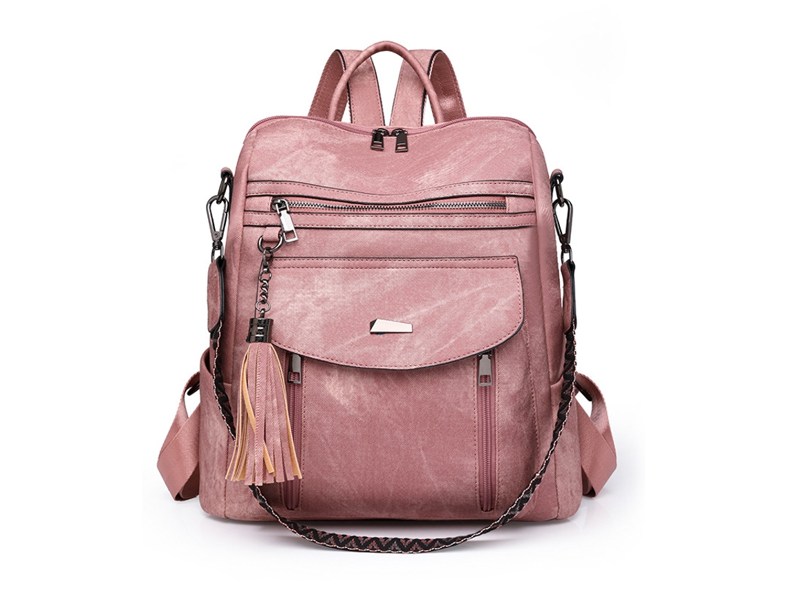 Bolsos de PU para mujer, mochilas para mujer, bolsos para mamás, casuales y multifuncionales. Yunzii rosa