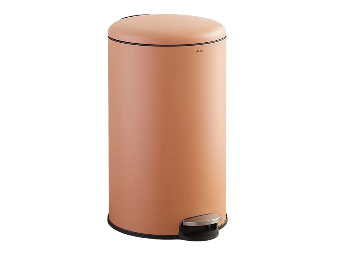 Casabel Cubo De Basura Cocina 50l, 100% Acero Inoxidable, Resistente A Huellas, Papelera Redonda Con Pedal Y Tapa, Terracota