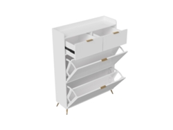 Zapatero con 2 puertas y 2 cajones, zapatero estrecho antivuelco, para entrada o pasillo, 80 x 24 x 110 cm (blanco)