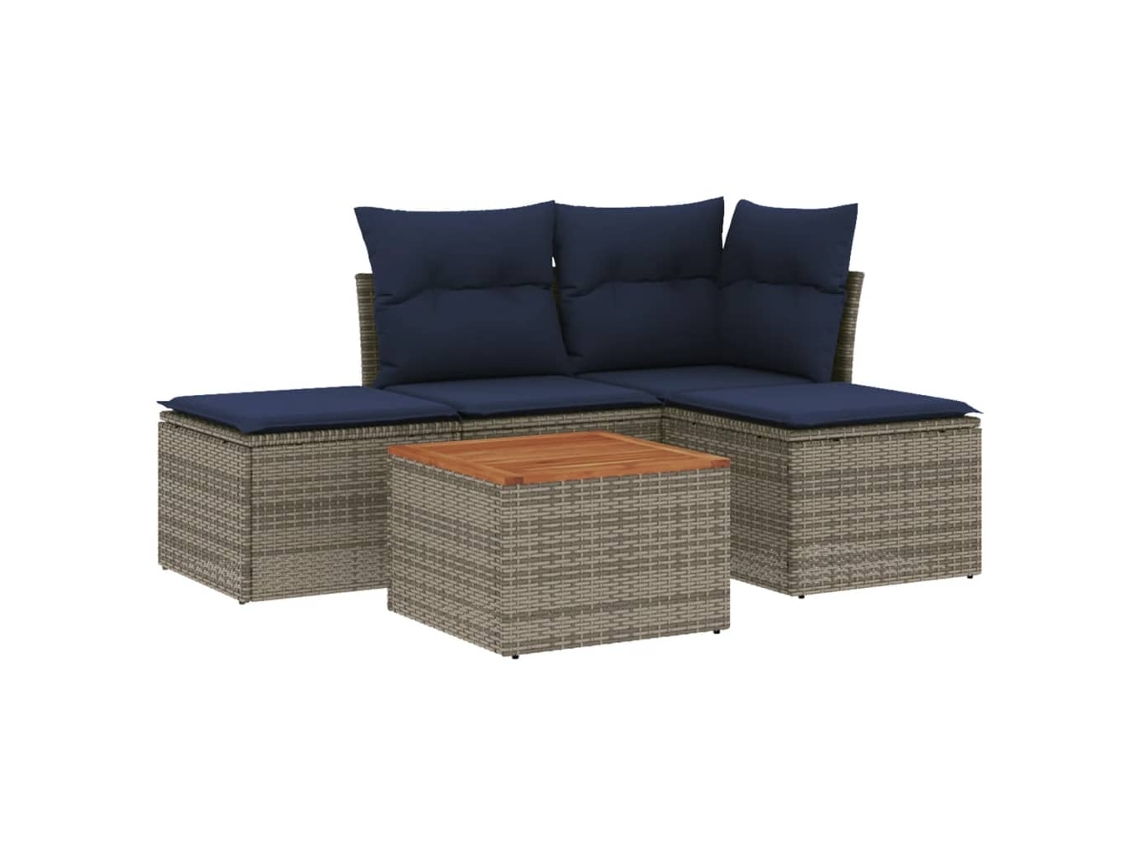 Maison Exclusive - Conjunto De Sofá De Jardín De 5 Piezas Con Cojines, Poliratán Gris