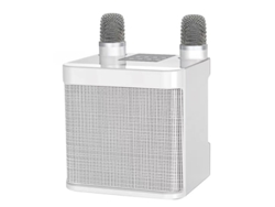 Máquina de karaoke con micrófono inalámbrico, conexión Bluetooth, 2 micrófonos, portátil. Mdug (blanco)