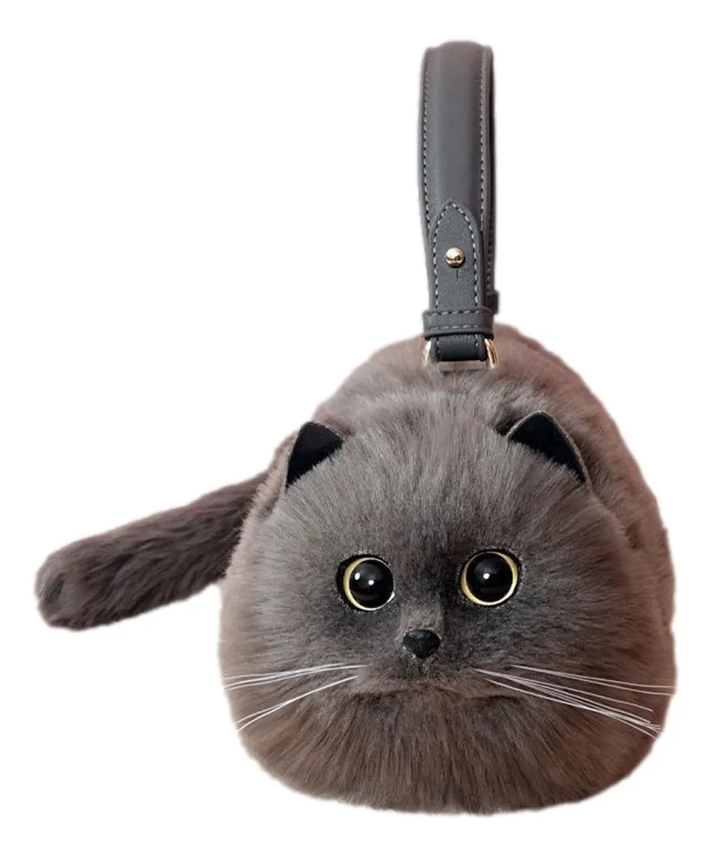Bolso de peluche con forma de gato, bonito bolso de hombro con forma de gato, vayotoy
