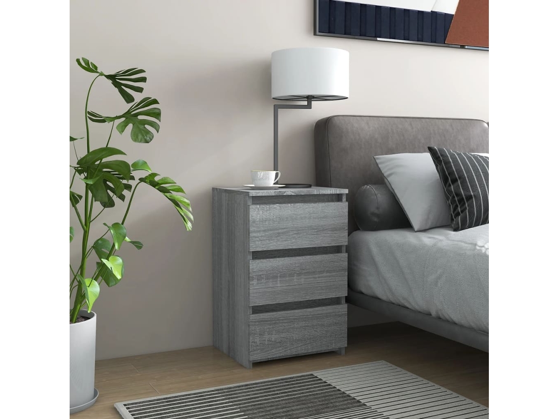 Mesa Cabeceira LOVELY HOME Mesinha 40X35X62,5 Cm Madeira Processada Sonoma Cinza