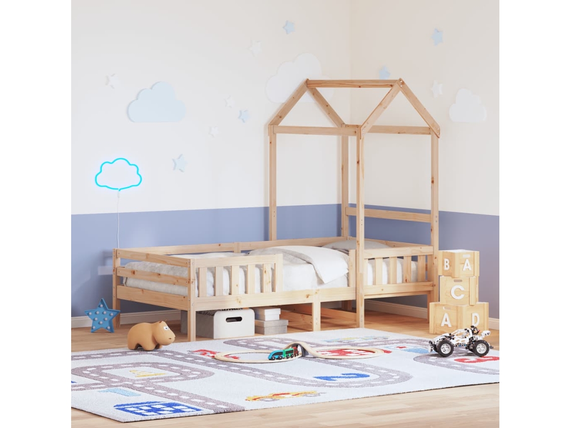 Estructura De Cama Con Techo Madera Maciza De Pino 75x190 Cm