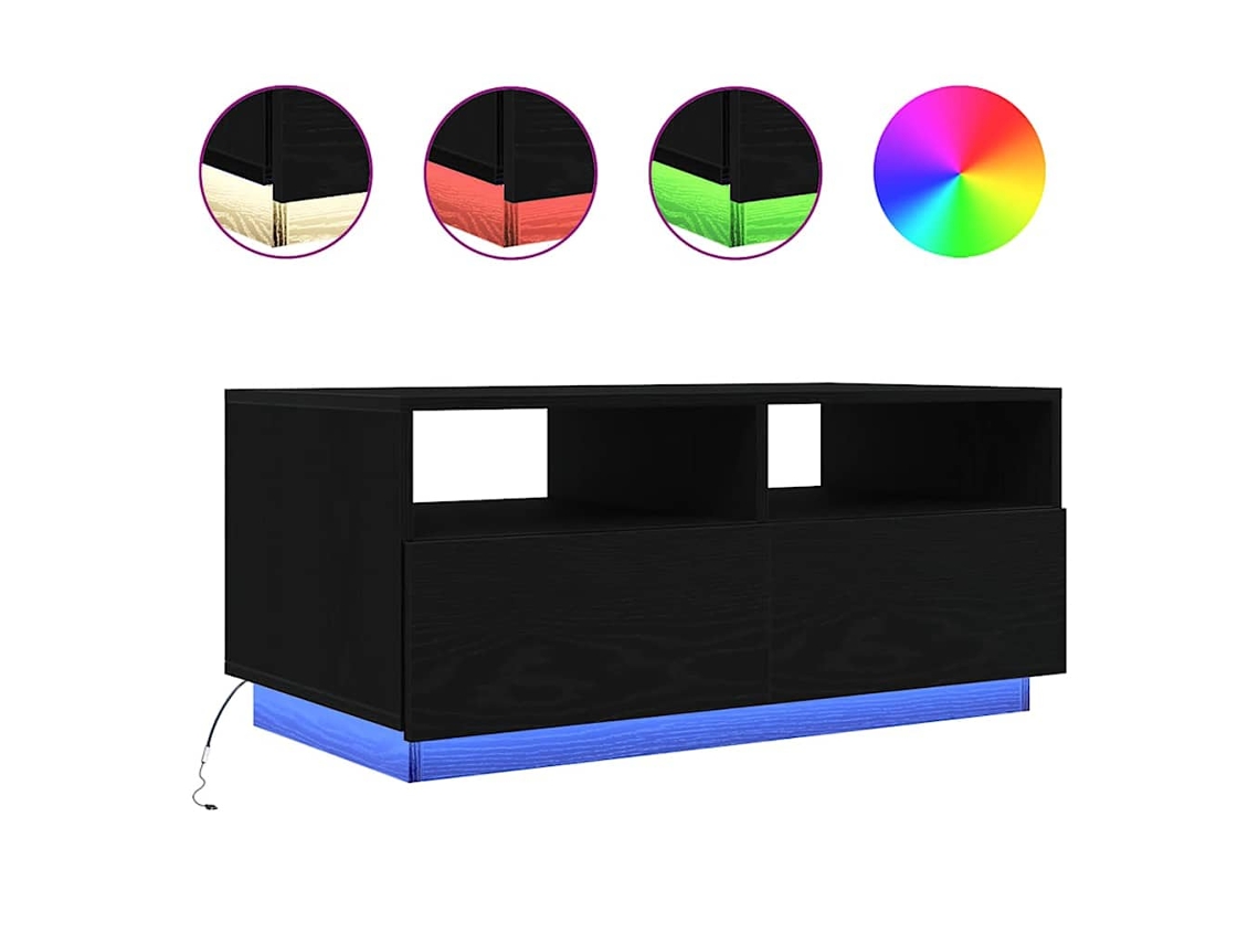 Maison Exclusive - Mesa De Centro Con Luces Led Roble Negro 90x49x40 Cm