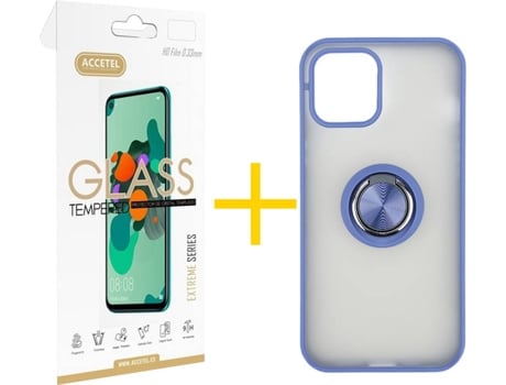 Kit Carcasa y Protector iPhone 12 Mini Skyhe Gel Bumper Azul
