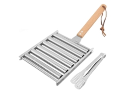 Rodillo De Salchicha De Acero Inoxidable Para Perro Caliente Con Espátula De Metal Y Mango Largo De Madera Rosewell