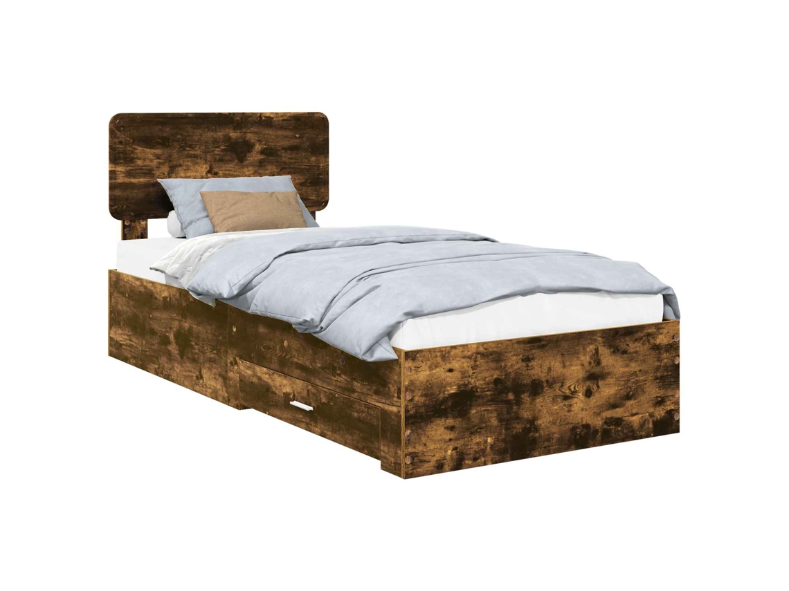 Maison Exclusive - Estructura De Cama Con Cabecera Roble Ahumado 75 X 190 Cm