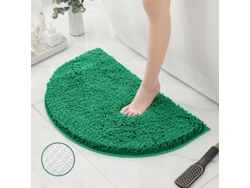 Alfombra de Baño LUUCOZK Antideslizantes Absorbentes Secado Rápido Decoración Baño Fondo Tpr Poliéster Verde (MeioCírculo50x80cm)