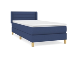 Maison Exclusive - Cama Box Spring Con Colchón Tela Azul 80x200 Cm