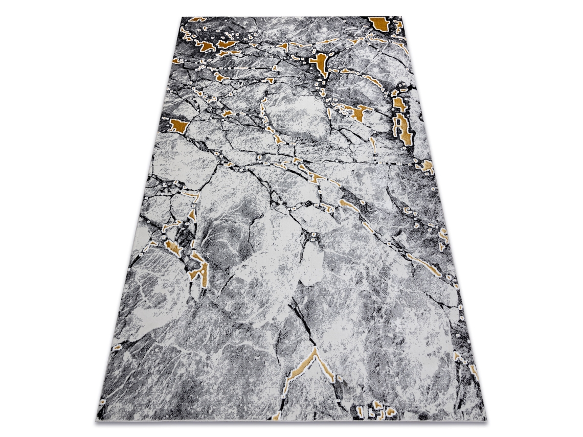 Alfombra Gloss Moderno 528A 58 Mármol, Roca, Elegante, Glamour Marfil / Negro (120 x 170 cm)