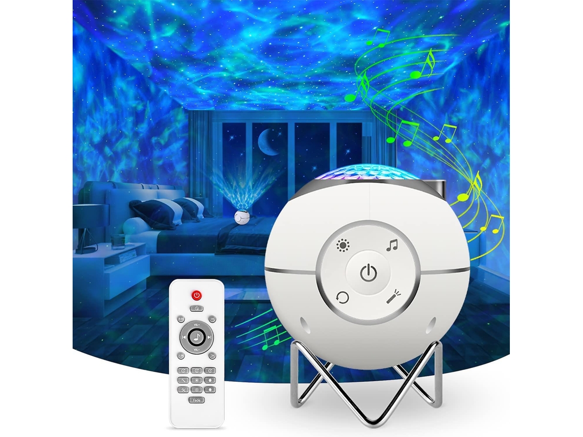 Rebe-proyector De Luces Led De Cielo Estrellado Giratorio, Recargable Usb Con 14 Modos, Control Remoto, Temporizador Y Soporte De Metal Blanco
