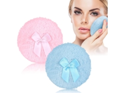 2 piezas de polvo esponjoso de cuerpo grande de 4 pulgadas, cojín de felpa suave, polvo suelto redondo con lazo de cinta para cara y cuerpo (rosa y azul) UISAVE