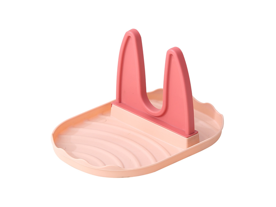 Soporte Para Tapas De Ollas Y Postenedores, Organizador De Cocina De Plástico Rosa Y Naranja.