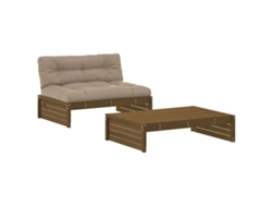 Maison Exclusive - Juego Muebles Jardín 2 Pzas Y Cojines Madera Maciza Marrón Miel