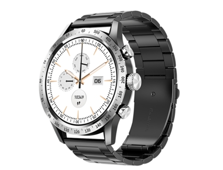 Reloj inteligente SHAH ARPAN HT20 con monitorización de frecuencia cardíaca y presión arterial, deportes, borde plateado (acero negro)