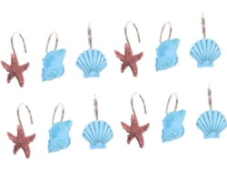Juego de 12 ganchos decorativos para cortina de ducha de resina CHABERLU
