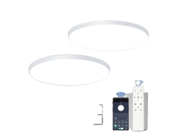 Lámpara de techo LED inteligente, control remoto y aplicación, temperatura de color ajustable, diseño a prueba de humedad, 2 x 50 W OEM