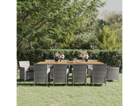 Conjunto 11 de comedor de jardín VIDAXL ratán sintético gris