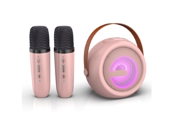 Máquina De Karaoke Infantil Altavoz Bluetooth Portátil Con 2 Micrófonos Inalámbricos Rosa Yemaesre