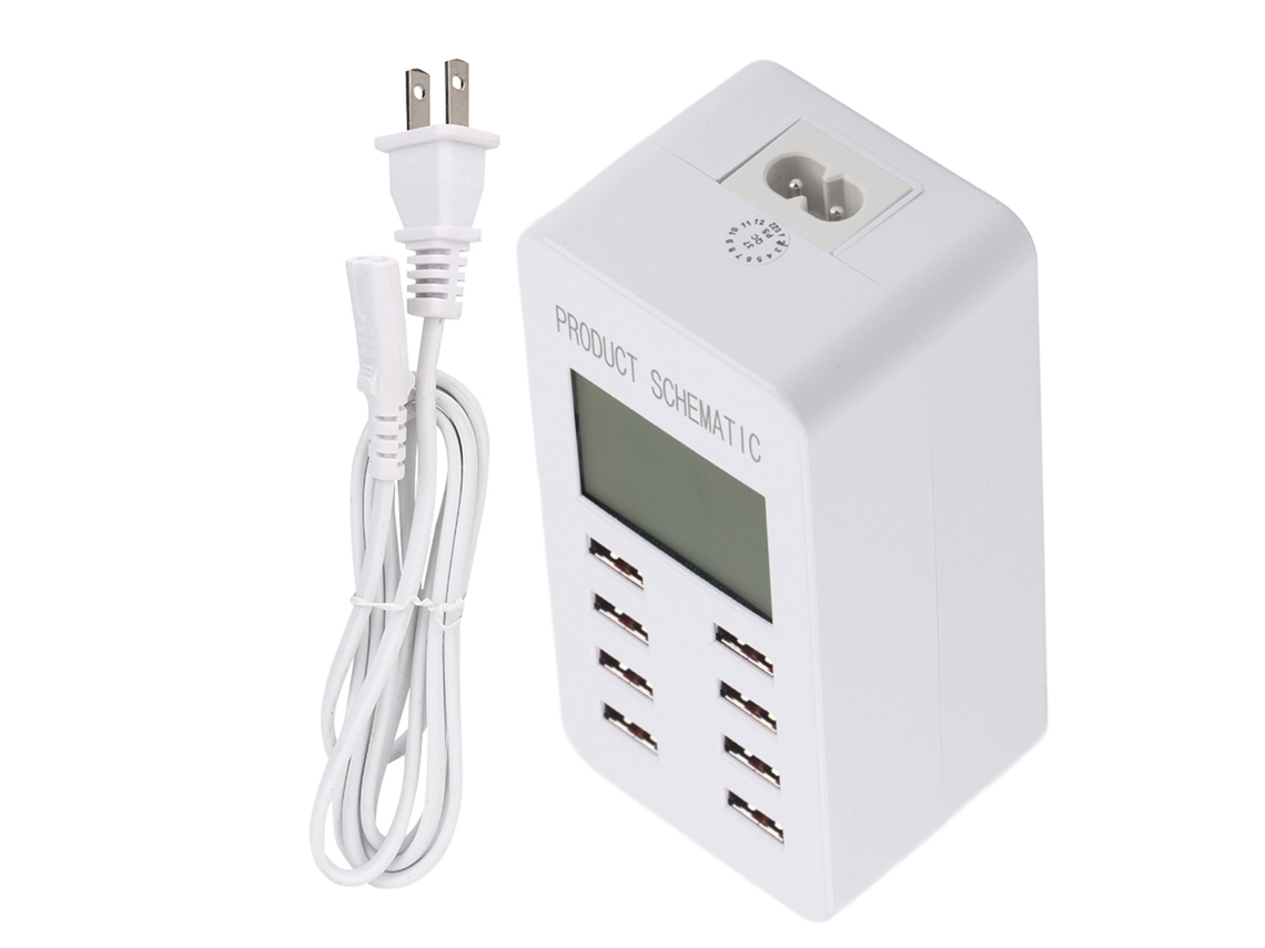 Cargador Usb (carga Inteligente Con Pantalla De 8 Puertos Múltiples)