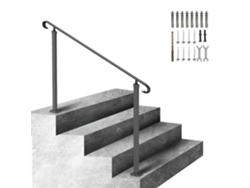 Pasamanos de hierro forjado para escaleras de 3 peldaños, resistente a la intemperie, altura ajustable hasta 64,8 cm Tekmaquinas