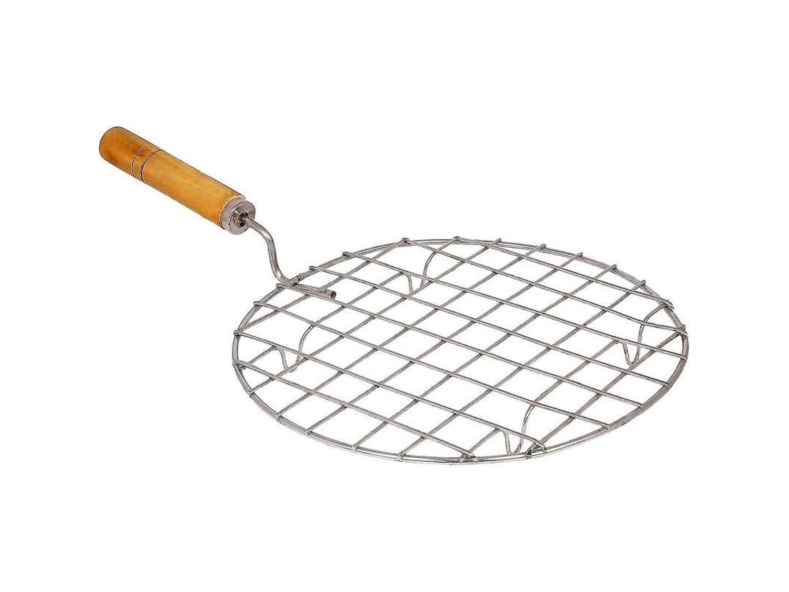 Rejillas De Alambre De Acero Inoxidable Con Mangos De Madera Para Asar Roti, Papad Y Barbacoa.