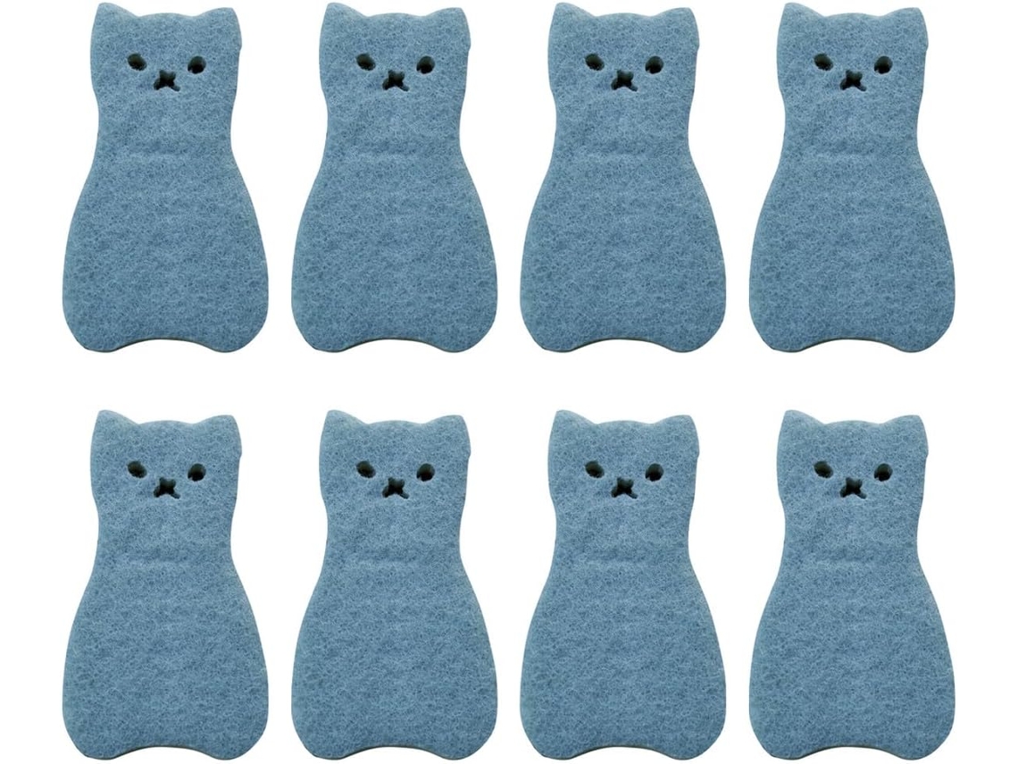 Juego De 8 Esponjas De Cocina Gruesas Con Forma De Gato.