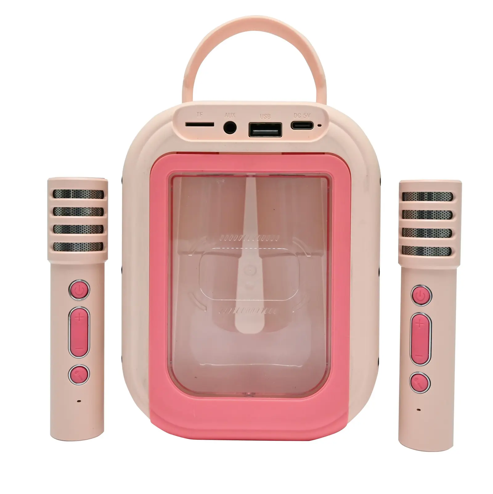 Rosa Bluetooth®-karaoke Mit 2 Kabellosen Mikrofonen