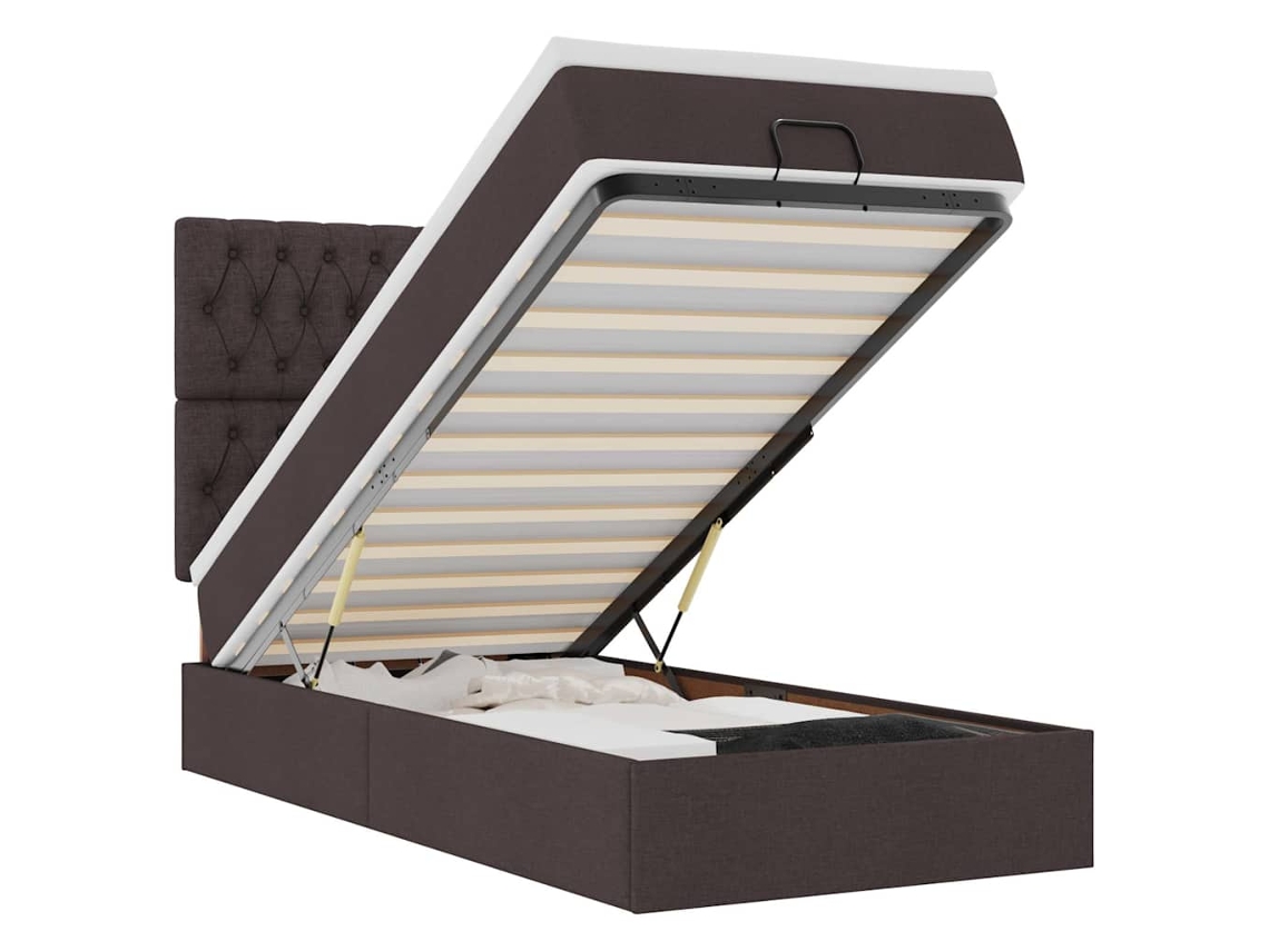 Maison Exclusive - Estructura Cama Otomana Colchón Tela Marrón Oscuro 90x190 Cm