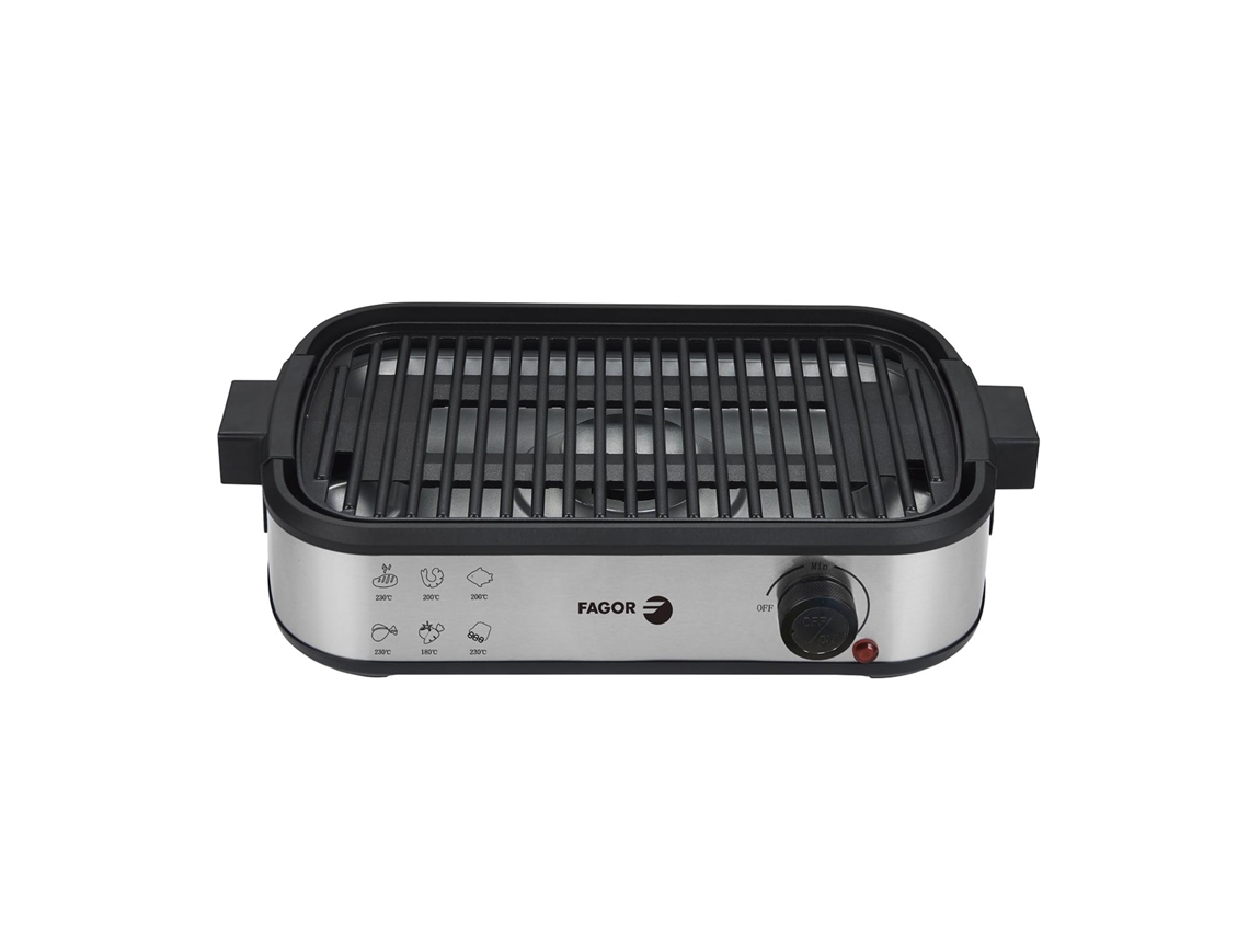Parrilla eléctrica Fagor de 1800 W con extractor, placa antiadherente, sin humo FGE1560