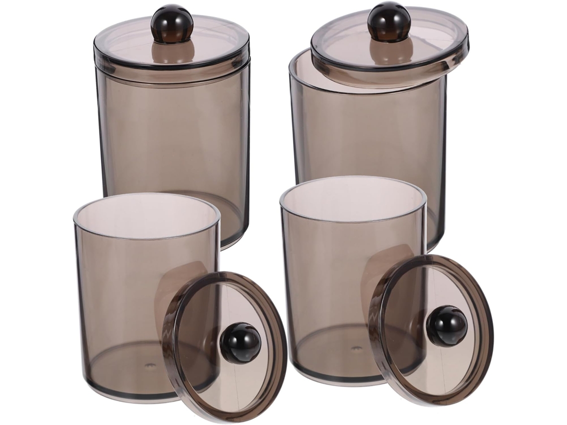 Juego de 4 cajas organizadoras compactas y resistentes para bastoncillos y bolitas de algodón, con tapa, para baño y dormitorio. Gokoco
