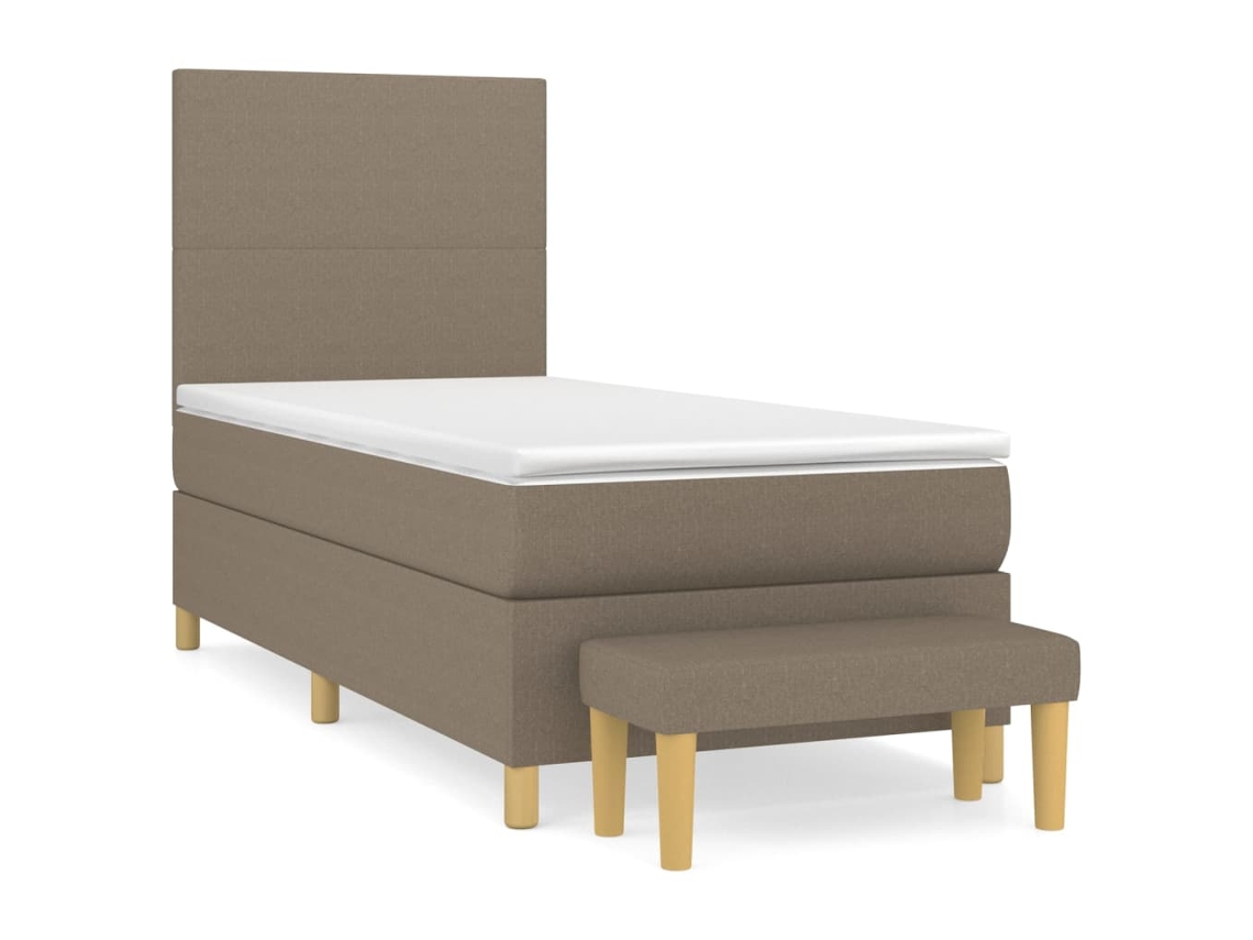 Maison Exclusive - Cama Box Spring Con Colchón Tela Gris Taupe 90x190 Cm
