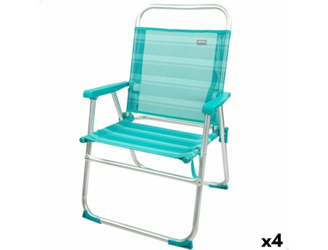 Silla de Playa AKTIVE Turquesa 48 x 88 x 50 cm Aluminio Plegable (4 Unidades)