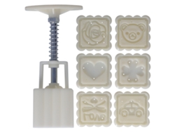 Molde Rectangular para Tartas DIY en ABS con 6 Sellos para Tartas, Panes Dulces y Postres 50g