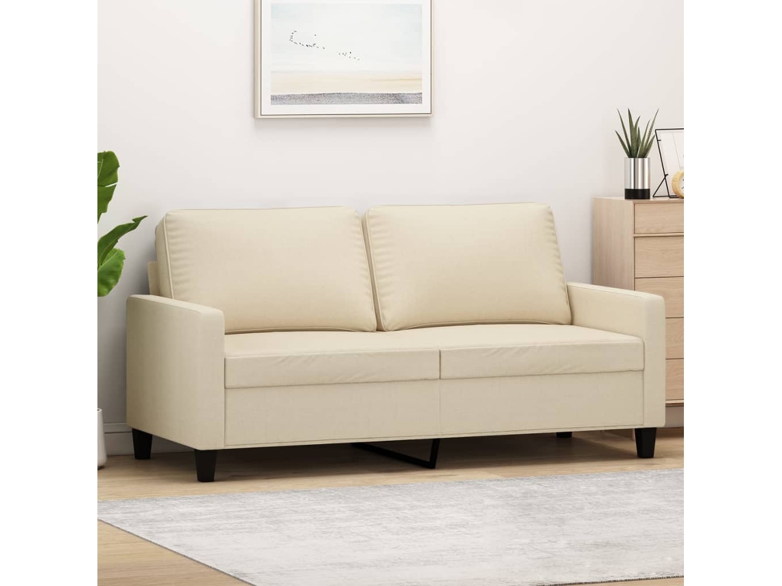Sofá De 2 Plazas De Tela Color Crema 140 Cm
