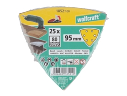Wolfcraft 1852100 - 25 Hojas Abrasivas Adhesivas Corindón, Grano 80 Delta 95 Mm