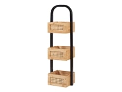 Estantería para baño Tervola con 3 cestas 73x23x19cm - Negro/Bambú