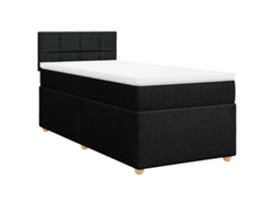 Maison Exclusive - Cama Box Spring Con Colchón Tela Negro 100x200 Cm