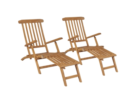 MAISON EXCLUSIVE Tumbonas con reposapiés 2 unidades madera maciza de teca
