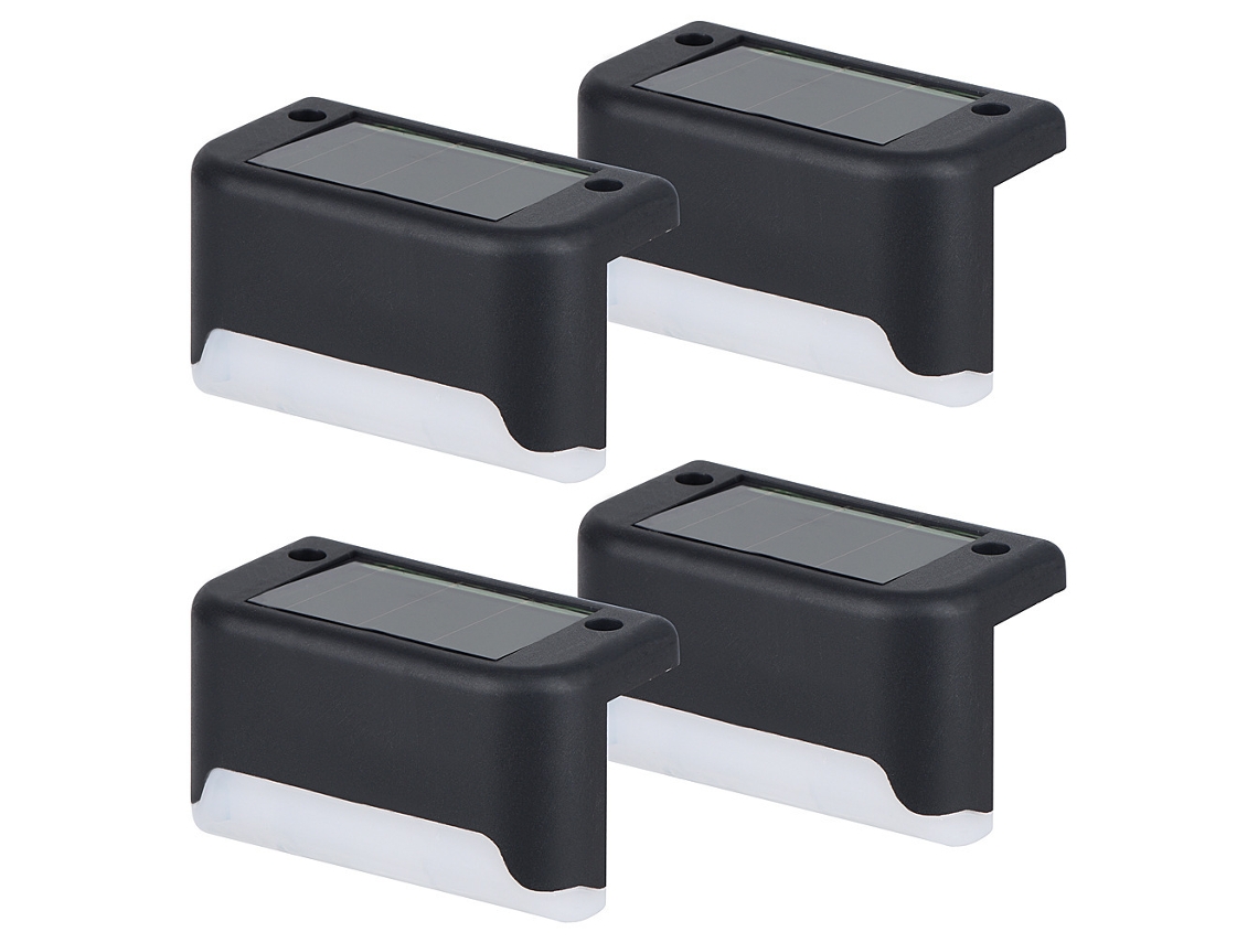 4 Luces Solares De Pared Negras, Luz Blanca Cálida, Ip65 Para Caminos De Jardín.