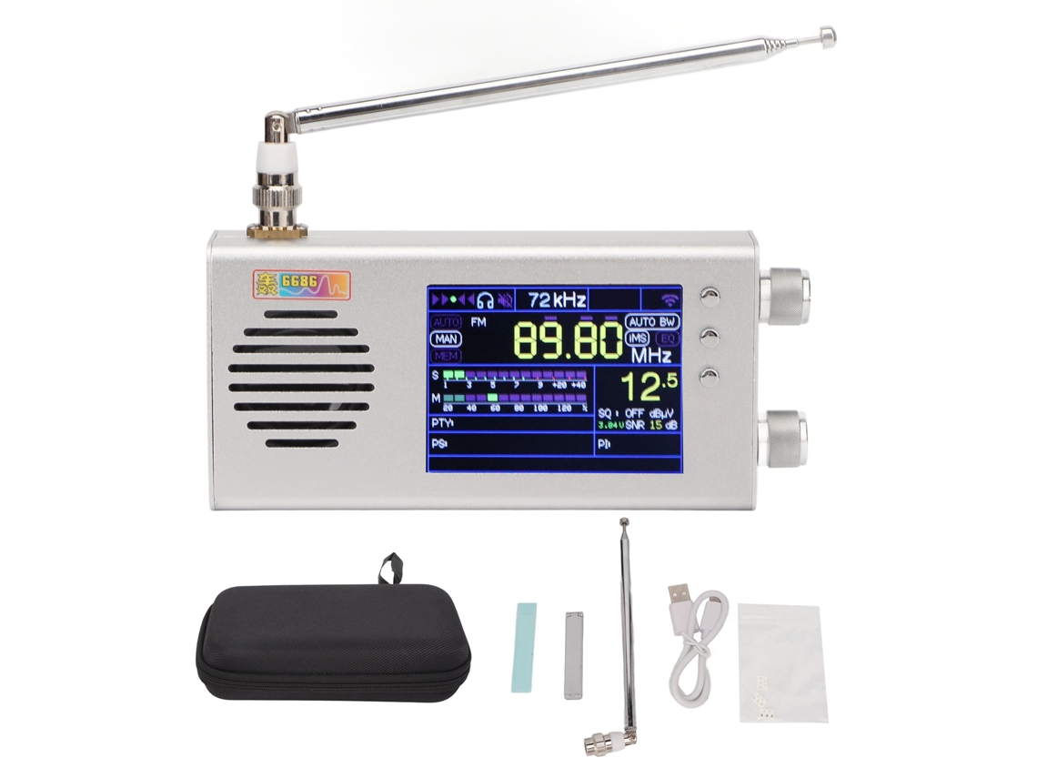 Radio portátil con pantalla LCD de 3,2 pulgadas y altavoces estéreo duales