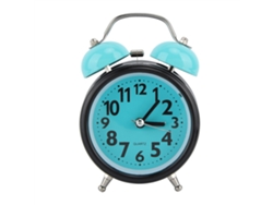 Reloj Despertador De Mesa Retro Con Luz Nocturna Y Doble Campana, De Plástico Azul Claro Y Mecanismo De Cuarzo.