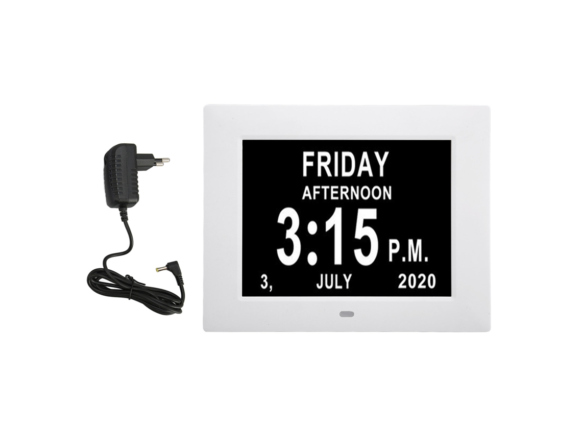 Reloj Digital Hd De 7 Pulgadas Con Calendario, Ajuste Automático De Temperatura Ambiente, Para Personas Mayores, Color Blanco, Enchufe Europeo, 110-240 V.