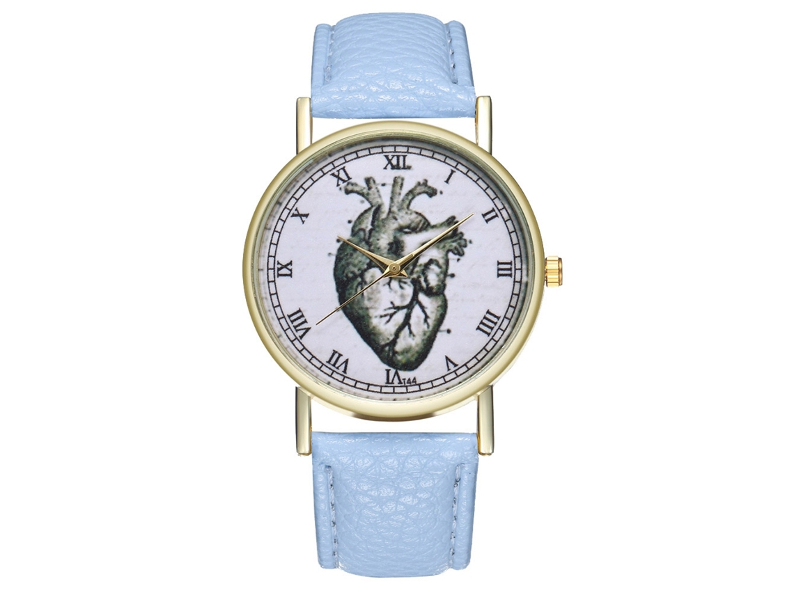 Reloj Unisex De Cuarzo Con Correa De Cuero Pu Y Dial Romanos (azul Claro)
