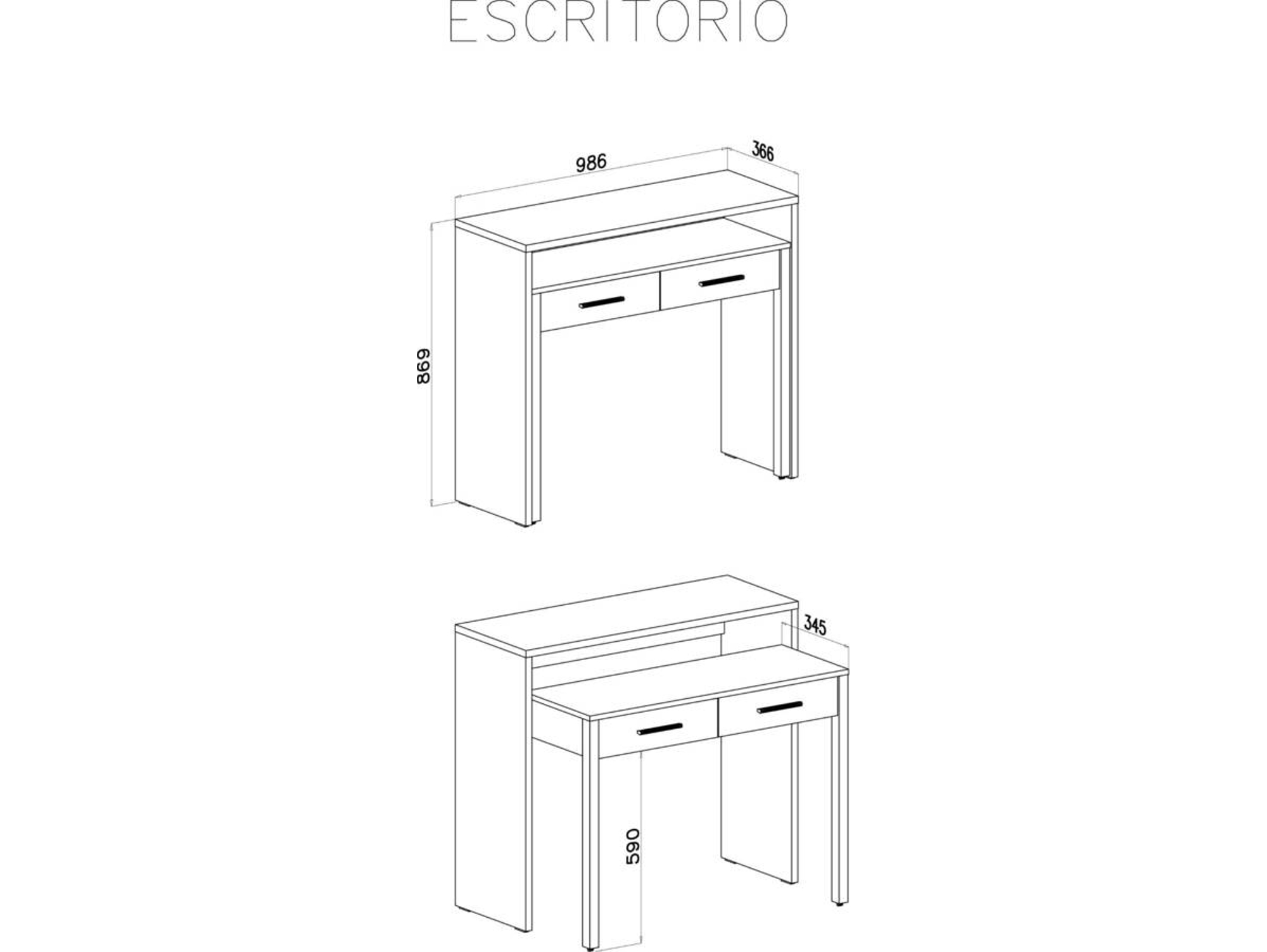Escritorio SKRAUT HOME (Marrón - 98.6x89.9x70 - MDF)