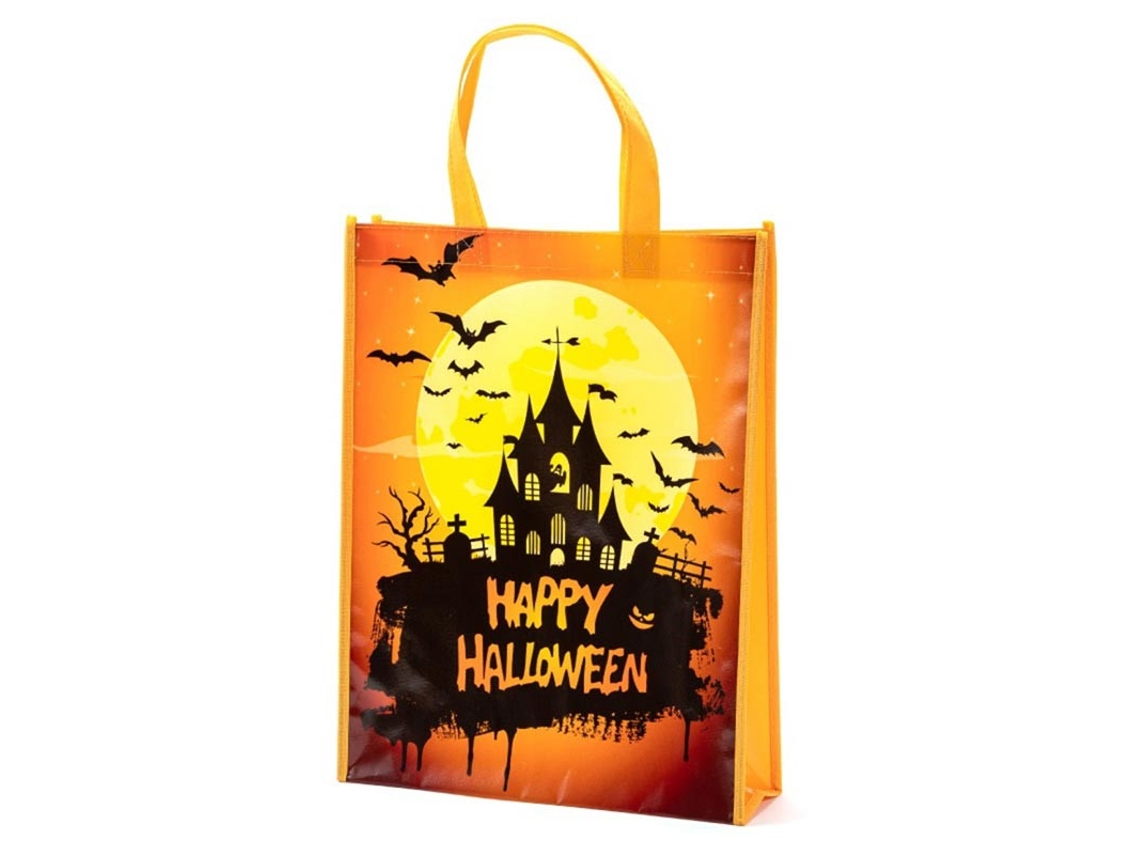 Bolsa Happy Halloween naranja de 38x30x10 cm