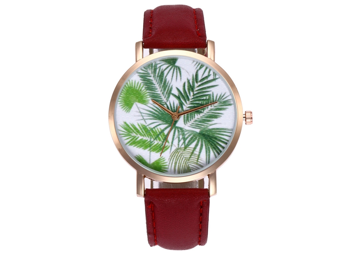 Reloj De Pulsera De Nailon Para Mujer Con Esfera Romana Y Diseño De Hojas J57 (café)