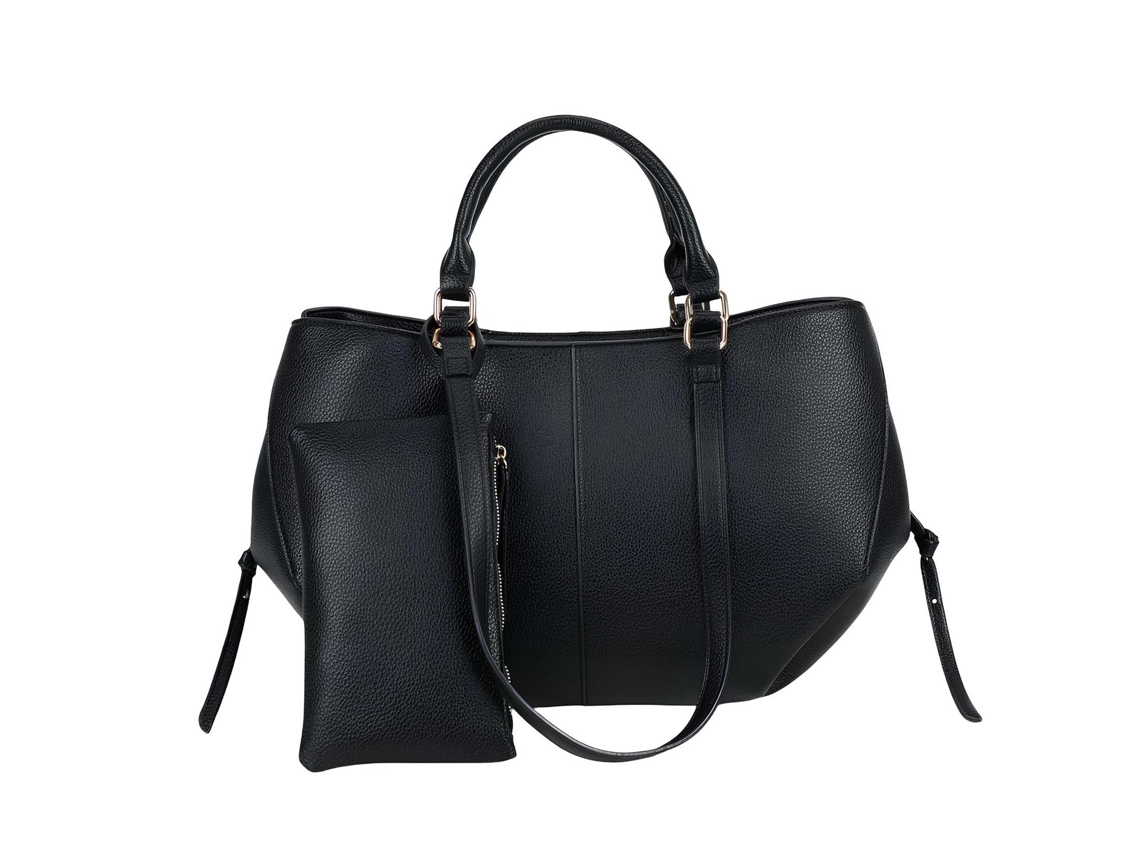Bolso de compras para mujer Gallantry con neceser a juego y cordón negro.