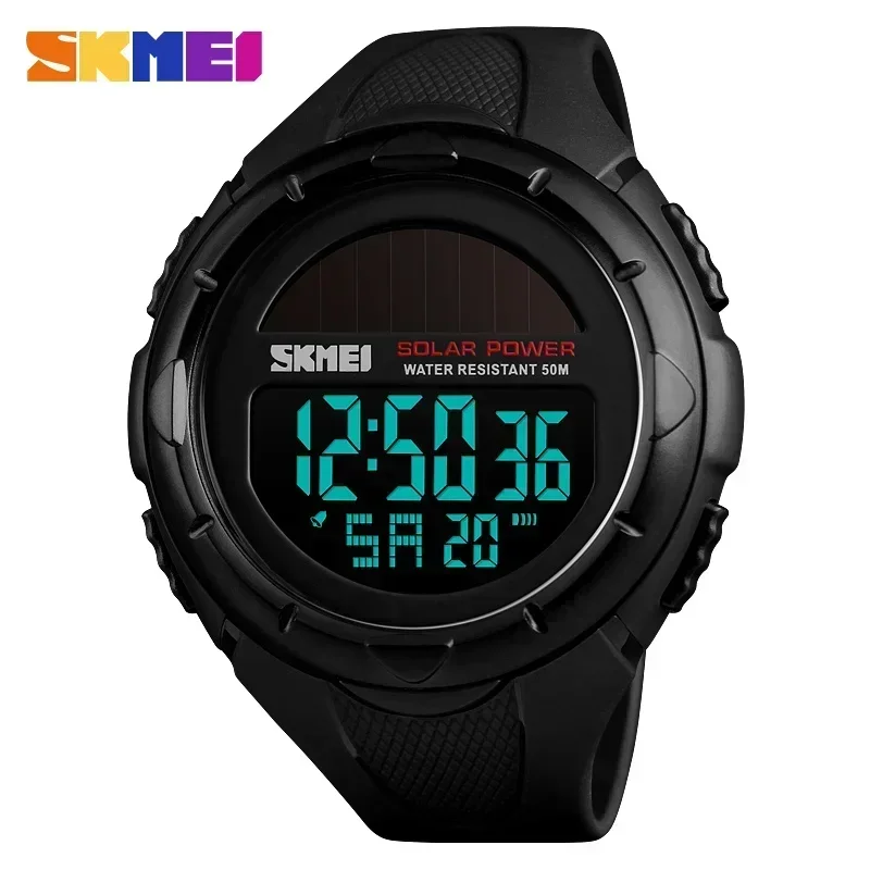 Reloj Despertador Ecológico Con Energía Solar Para Hombre (negro), Luminoso, Deportivo Digital.